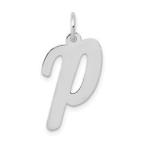 14k White Gold, Madison Collection LG Classic Script Initial P Pendant
